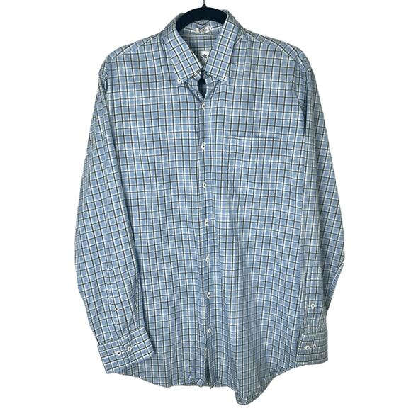Peter Millar Men's Button-Front Long Sleeve Blue Green Plaid Shirt Sz L - Picture 1 of 7